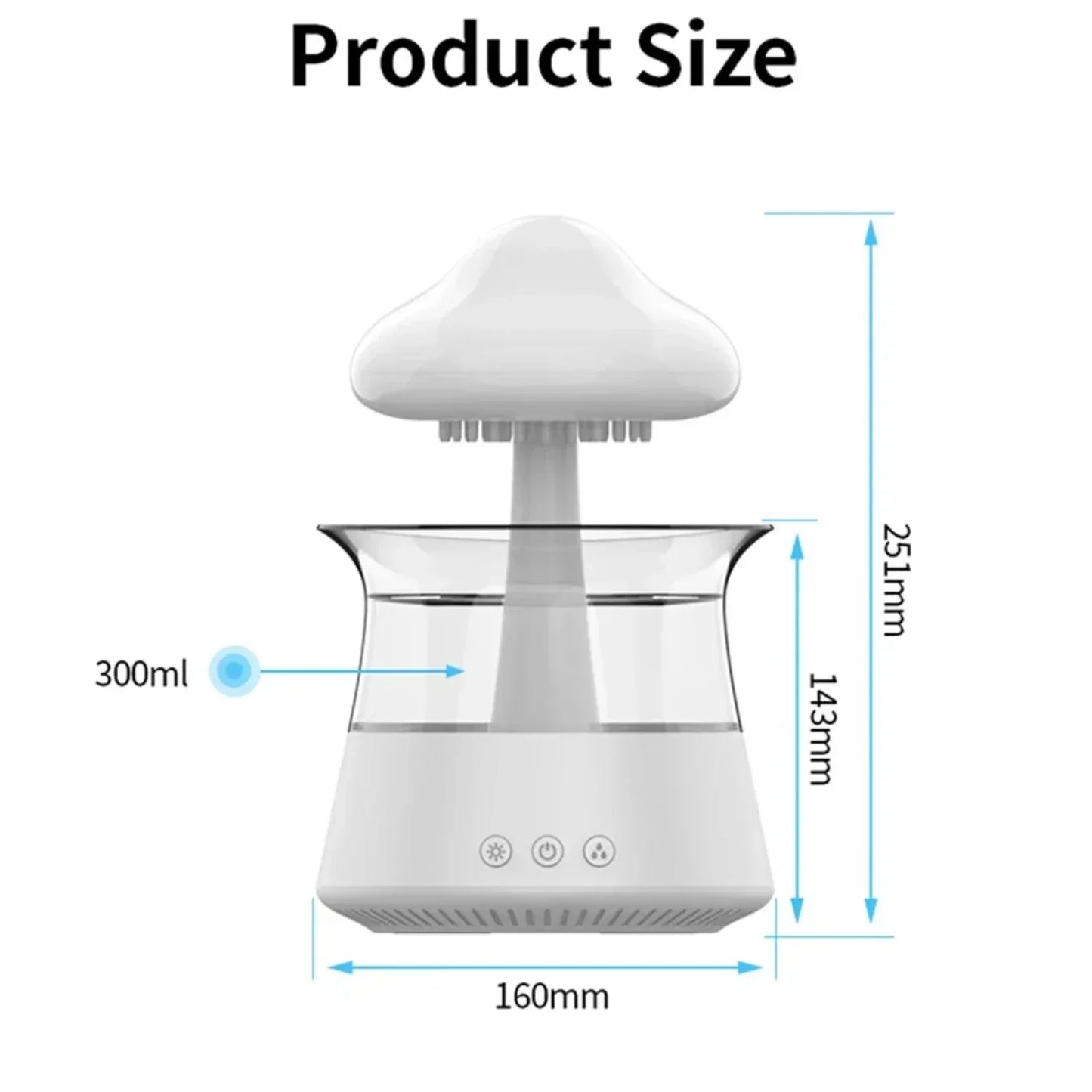 300mL Mushroom Humidifier - مرطب الهواء مع ضوء ليلي